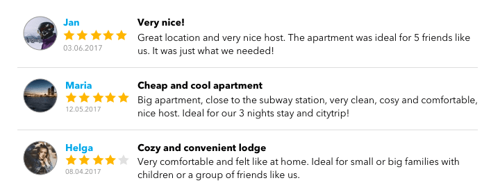 Rating System vacation Rental